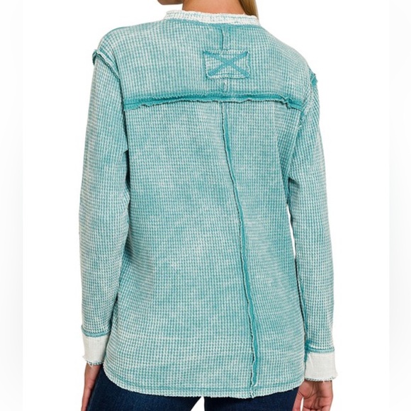 Washed Waffle Henley - Picture 2 of 2